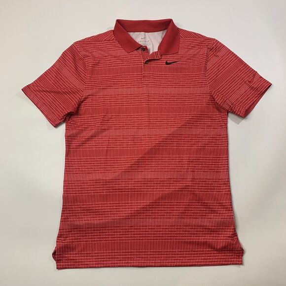 Nike Golf Shirt Mens S Small Red Standard Dri Fit Vapor Printed Stretch Collared - Picture 2 of 9